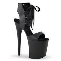 8 Inch Heel, 4 Inch Platform Lace-Up Front Bootie Sandal - FLAMINGO-800-14