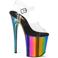 8 Inch Heel, 4 Inch Chrome Plated Platform Ankle Strap Sandal - FLAMINGO-808RC