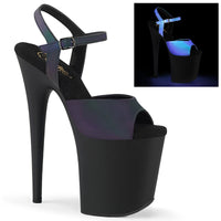 8 Inch Heel, 4 Inch Platform UV Upper Ankle Strap Sandal - FLAMINGO-809REFL