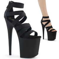 8 Inch Heel, 4 Inch Platform Ankle Strap Criss Cross Sandal, Back Zip - FLAMINGO-859