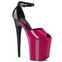 8 Inch Heel, 4 Inch Platform Close Back Ankle Strap Sandal - FLAMINGO-868