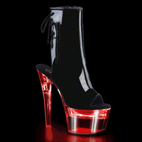 7 Inch Heel,2 3/4 Inch Platform LED Illuminated Open Ankle Boot, Side Zip - FLASHDANCE-1018-7