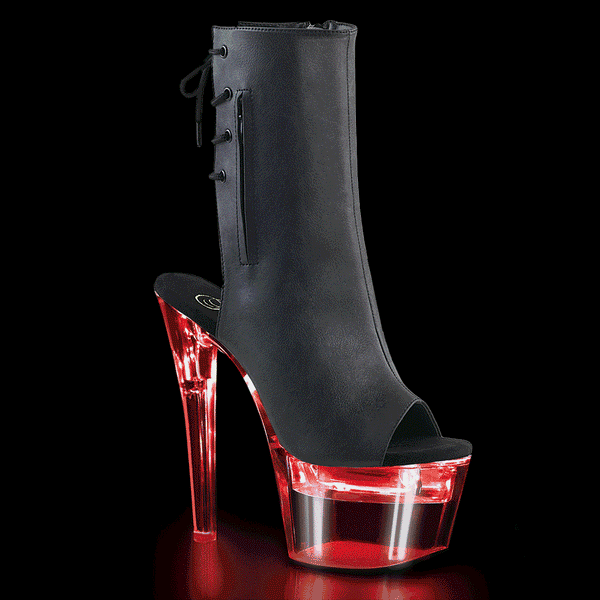 7 Inch Heel,2 3/4 Inch Platform LED Illuminated Open Ankle Boot, Side Zip - FLASHDANCE-1018-7