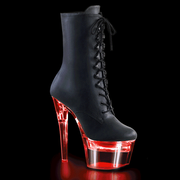 7 Inch Heel, 2 3/4 Inch Platform LED Illuminated Ankle Boot, Side Zip - FLASHDANCE-1020-7