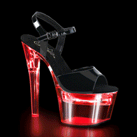 7 Inch Heel, 2 3/4 Inch Platform LED Illuminated Ankle Strap Sandal - FLASHDANCE-709