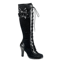 3 3/4 Inch Heel, 1/2 Inch Platform Goth Lolita Lace-Up Knee BT w/ Bow - GLAM-240