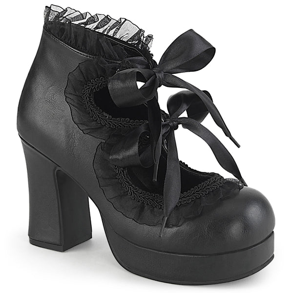 3 3/4 Inch Heel, 1 Inch P/F Lace-Up Shoe w/ Double Heart Cutout - GOTHIKA-53
