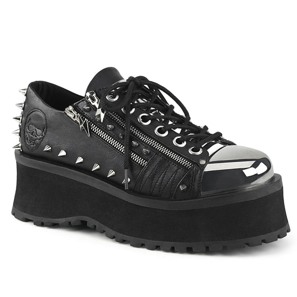 2 3/4 Inch Platform Lace-Up Shoe W/ Metal Toe Cap - GRAVEDIGGER-04