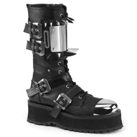 2 3/4 Inch Platform Lace-Up Mid-Calf Boot W/ Metal Toe Cap, Side Zip - GRAVEDIGGER-250