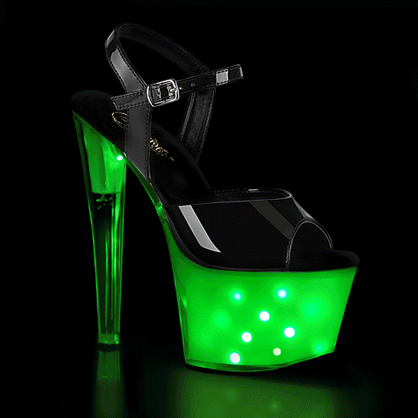 7 Inch Heel, 2 3/4 Inch Platform LED Illuminated Ankle Strap Sandal - ILLUMINATOR-709