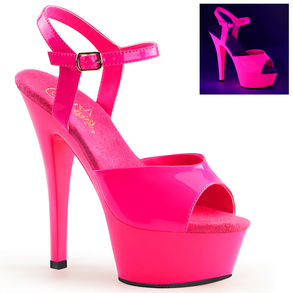 KISS209UV Neon Pink, Pole Dancing Shoe, 6 Inch Heel, Pleaser Shoe