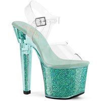 7 Inch Heel, 3 1/4 Inch Platform Ankle Strap Sandal w/Iridescent Glitters - LOVESICK-708SG