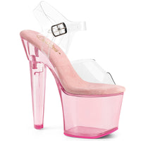 7 Inch Heart Shaped Heel, 3 1/4 Inch Platform Ankle Strap Sandal - LOVESICK-708T