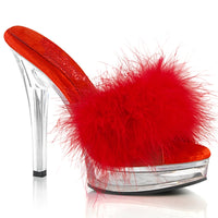 5 Inch Heel, 7/8 Inch Platform Marabou Slipper - MAJESTY-501F-8