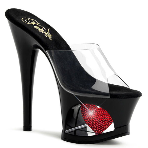 7 Inch Heel, 2 3/4 Inch Cut-Out Platform Slide - MOON-701HRS