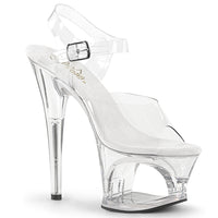 7 Inch Heel, 2 3/4 Inch Cut-Out Platform Ankle Strap Sandal - MOON-708