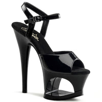 7 Inch Heel, 2 3/4 Inch Cut-Out Platform Ankle Strap Sandal - MOON-709