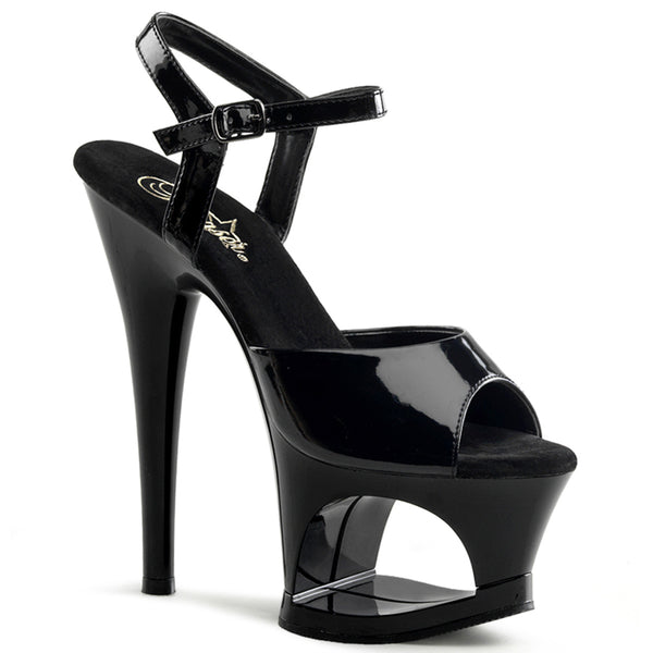 7 Inch Heel, 2 3/4 Inch Cut-Out Platform Ankle Strap Sandal - MOON-709