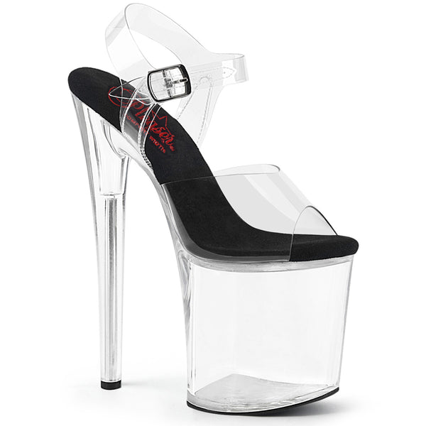 8 Inch Heel, 4 Inch Platform Comfort Width Ankle Strap Sandal - NAUGHTY-808