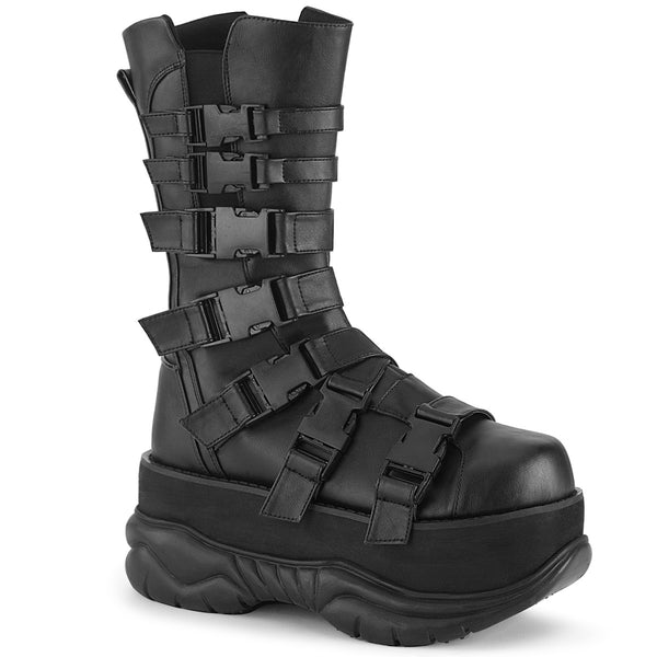 3 Inch Platform Mid Calf Boot, Side Zip - NEPTUNE-210