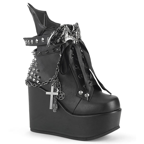 POISON 107 Black PU Gothic Boots Demonia Shoes Studded Boot