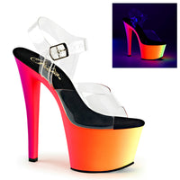 7 Inch Heel, 2 3/4 Inch Platform Ankle Strap Sandal - RAINBOW-308UV