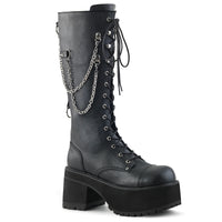 3 3/4 Inch Heel, 2 1/4 Inch Platform Knee High Boot, Metal Side Zip - RANGER-303