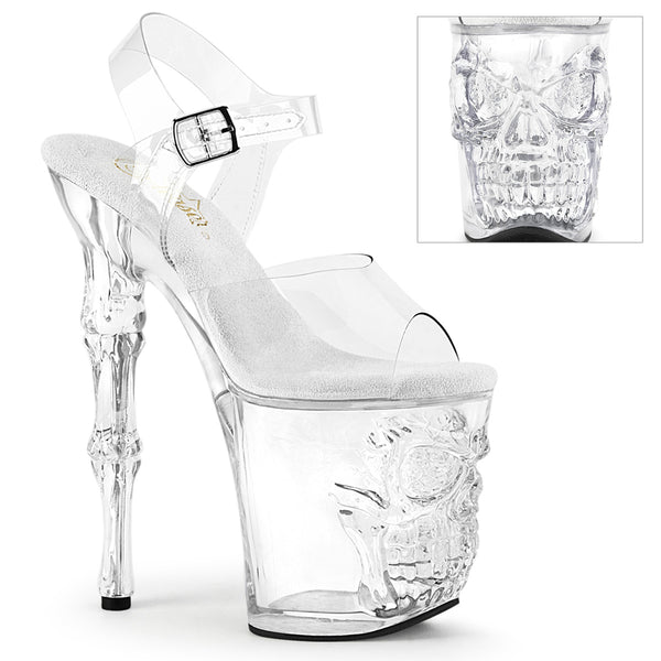 8 Inch Finger Bone Heel, 4 Inch Skull Platform Ankle Strap Sandal - RAPTURE-808