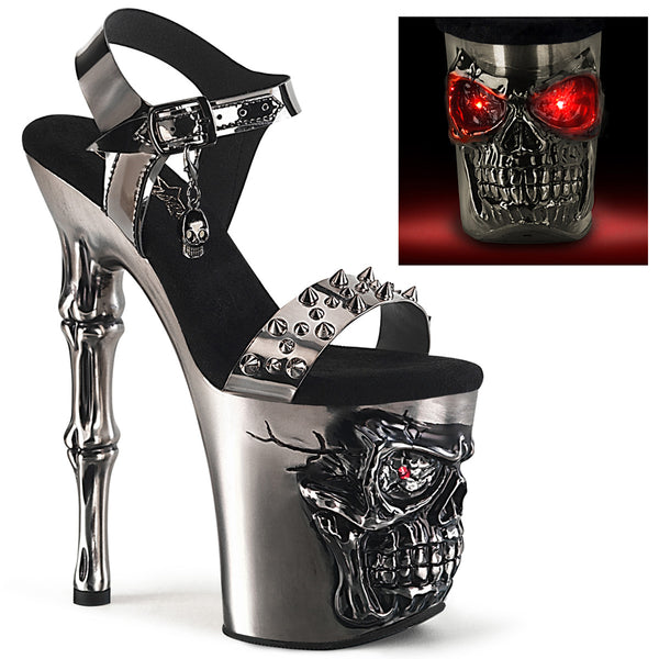 8 Inch Finger Bone Heel, 4 Inch Skull Platform LED Ankle Strap Sandal - RAPTURE-812-LT