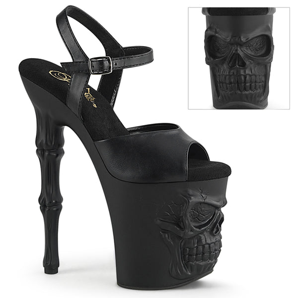 8 Inch Finger Bone Heel, 4 Inch Skull Platform Ankle Strap Sandal - RAPTURE-809