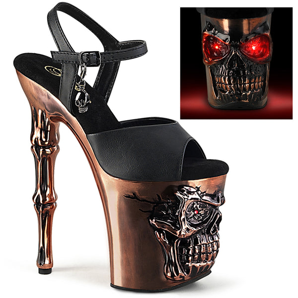 8 Inch Finger Bone Heel, 4 Inch Skull Platform LED Ankle Strap Sandal - RAPTURE-809-LT
