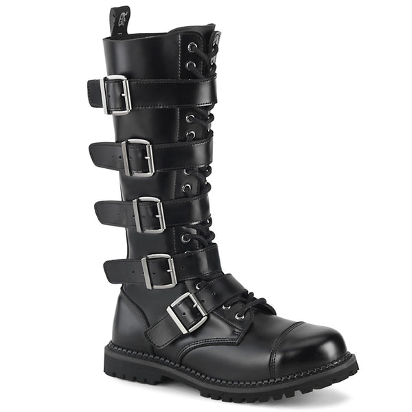 18 Eyelet Unisex Steel Toe Knee Boot, Rubber Sole - RIOT-18BK