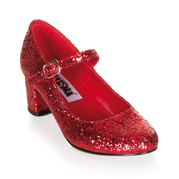 2 Inch Heel Plain Mary Jane Schoolgirl Retro Shoe w/Glitter - SCHOOLGIRL-50G