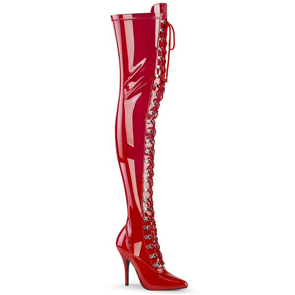 5 Inch Heel D-Ring Stretch Thigh Boot, Side Zip - SEDUCE-3024