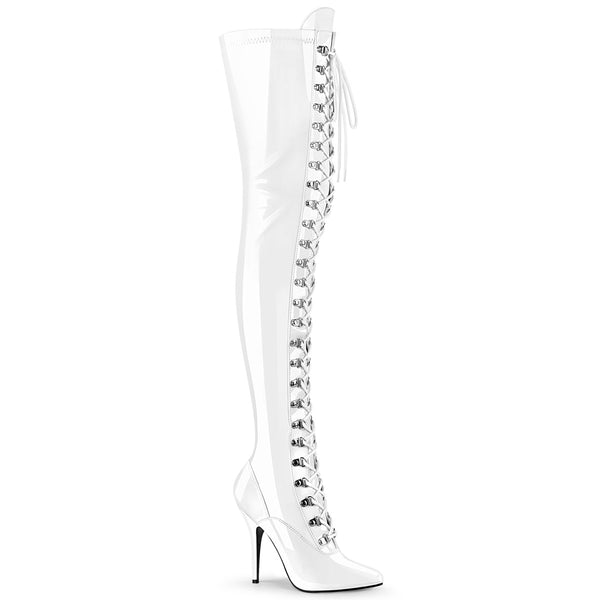 5 Inch Heel D-Ring Stretch Thigh Boot, Side Zip - SEDUCE-3024