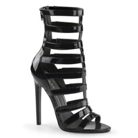 5 Inch Heel Closed Back Strappy Cage Sandal, Back Zip - SEXY-52