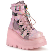 4 1/2 Inch Wedge Platform Lace-Up Ankle Boot, Back Metal Zipper - SHAKER-60