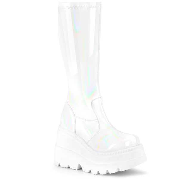 4 1/2 Inch Wedge Platform STR Knee High Boot, Back Zip - SHAKER-65