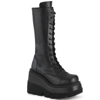 4 1/2 Inch Wedge Platform Lace-Up Mid-Calf Boot, Side Zip - SHAKER-72
