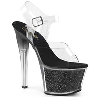 7 Inch Heel, 2 3/4 Inch Platform Ankle Strap Sandal w/ Tinted Heel - SKY-308G-T