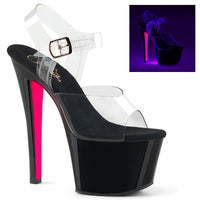 7 Inch Heel, 2 3/4 Inch Platform Ankle Strap Sandal w/ Contrast Bottom - SKY-308TT