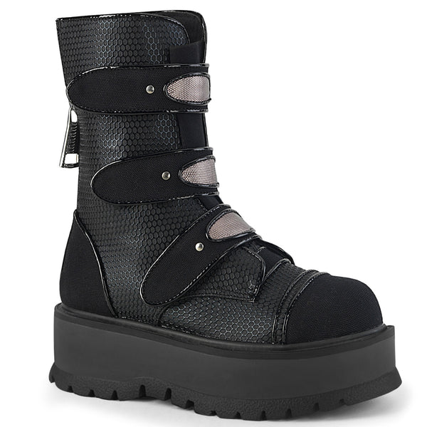 2 Inch Platform Lace-Up Mid-Calf Boot, Back Zip - SLACKER-101
