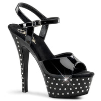 6 Inch Heel, 1 3/4 Inch Platform Rhinestone Studded Ankle Strap P/F Sandal - STARDUST-609