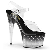 7 Inch Heel, 2 3/4 Inch Platform Ankle Strap Sandal w/RS Studded Bottom - STARDUST-708T