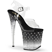 8 Inch Heel, 4 Inch Platform Ankle Strap Sandal w/RS Studded Bottom - STARDUST-808T