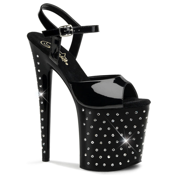 8 Inch Rhinestone Studded Ankle Strap P/F Sandal - STARDUST-809