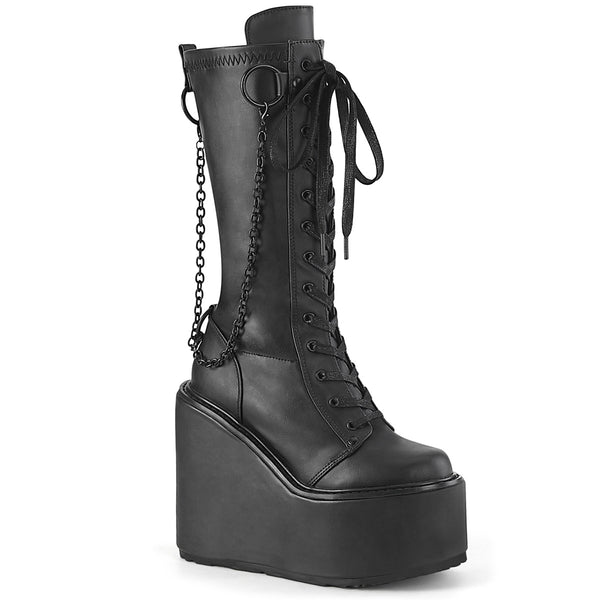 5 1/2 Inch Platform Lace-Up Knee High Boot, Side Zip - SWING-150