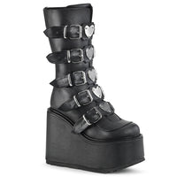 5 1/2 Inch Platform Mid-Calf Boot w/ 5 Buckle Straps, Back Metal Zip - SWING-230