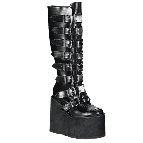 5 1/2 Inch Platform Goth Punk Gogo Cyber Knee BT w/ Metal Plates - SWING-815