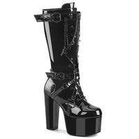 5 1/2 Inch Heel, 3 Inch Platform Lace Up Knee High Boot, Side Zip - TORMENT-218